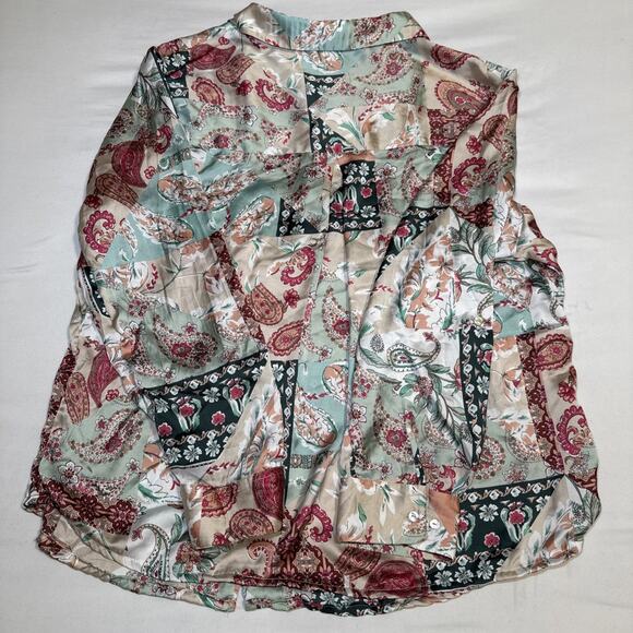 Haver London Semi Sheer Blouse Floral Plus 3X Whimsical Colorful Long Sleeve EUC - Picture 9 of 10